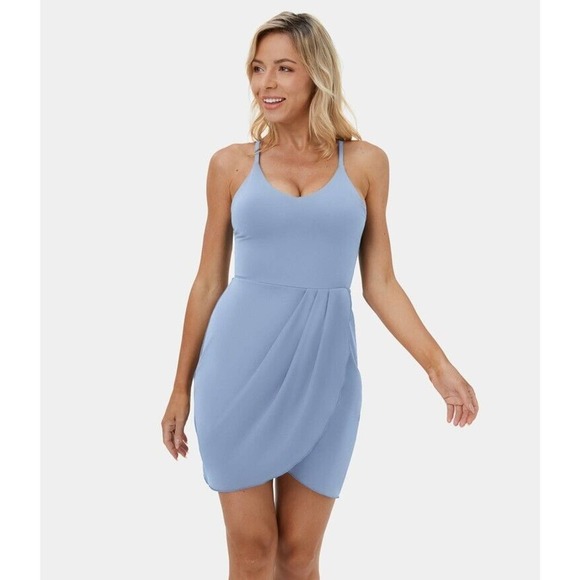 Halara Cloudful Air Fabric Backless Racerback Stacked Crossover Hem Mini Dress S - Picture 6 of 12